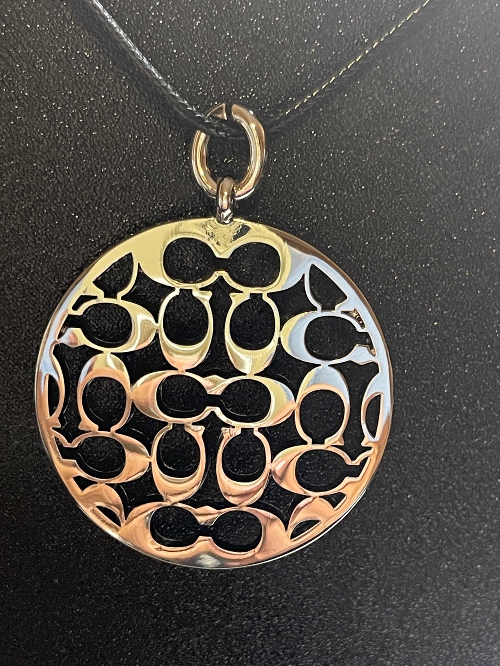 Coach Silver-Tone C Logo Cutout Pendant Necklace - Women Jewelry - Picture 1 of 10